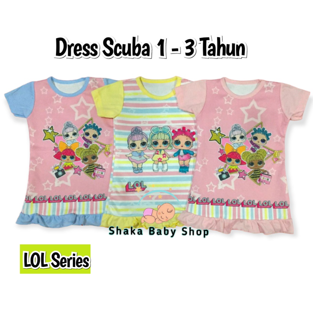 Dress Scuba Anak Perempuan / Dress Anak LOL Scuba