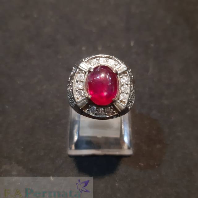 Batu Ruby Cincin Alpaka // Cincin Pria Alpaka //MerahDelima//Natural Stone