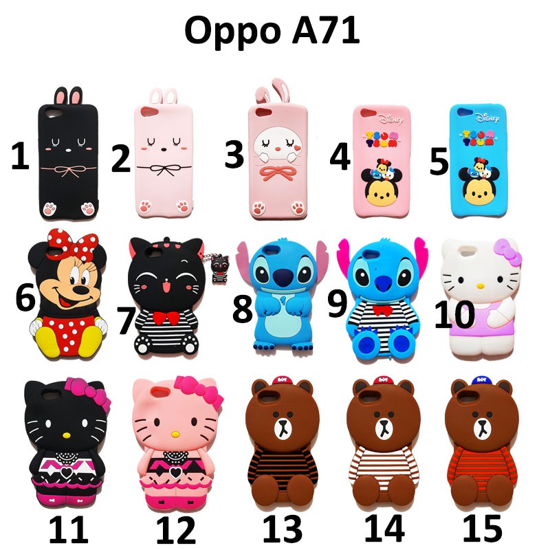 Silikon 3D karakter OPPO A71 Silicon Tebal Boneka untuk anak anak hadiah ulang tahun Silikon boneka lucu pelindung hp case tebal karet softcase lentur