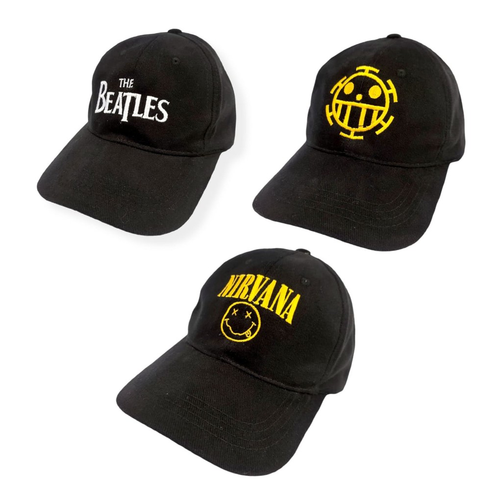 TOPI PRIA WANITA BASSBALL BORDIR BAHAN RAFEL DENIM TOPI SANPBACK BASSBALL TOPI DISTRO BORDIR NIRVANA