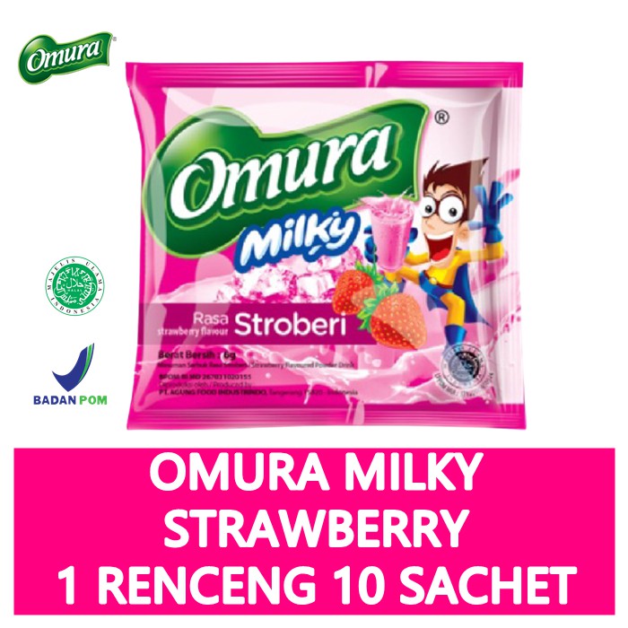 [MINUMAN SACHET] Powder Drink Omura Milky Strawberry (1 Renceng)