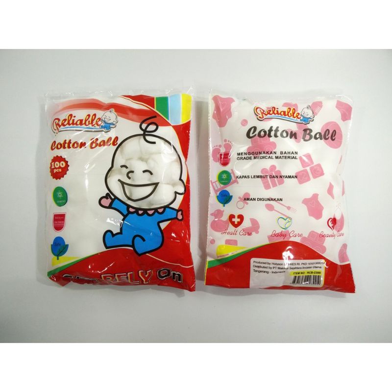 Cotton Ball Reliable 100's / Kapas Cebok Bola Bayi