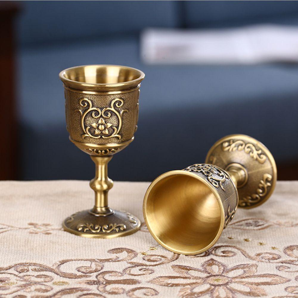 TOP Wine Goblet Motif Bunga Logam Timbul Gelas Anggur Eropa Gelas Anggur Timbul