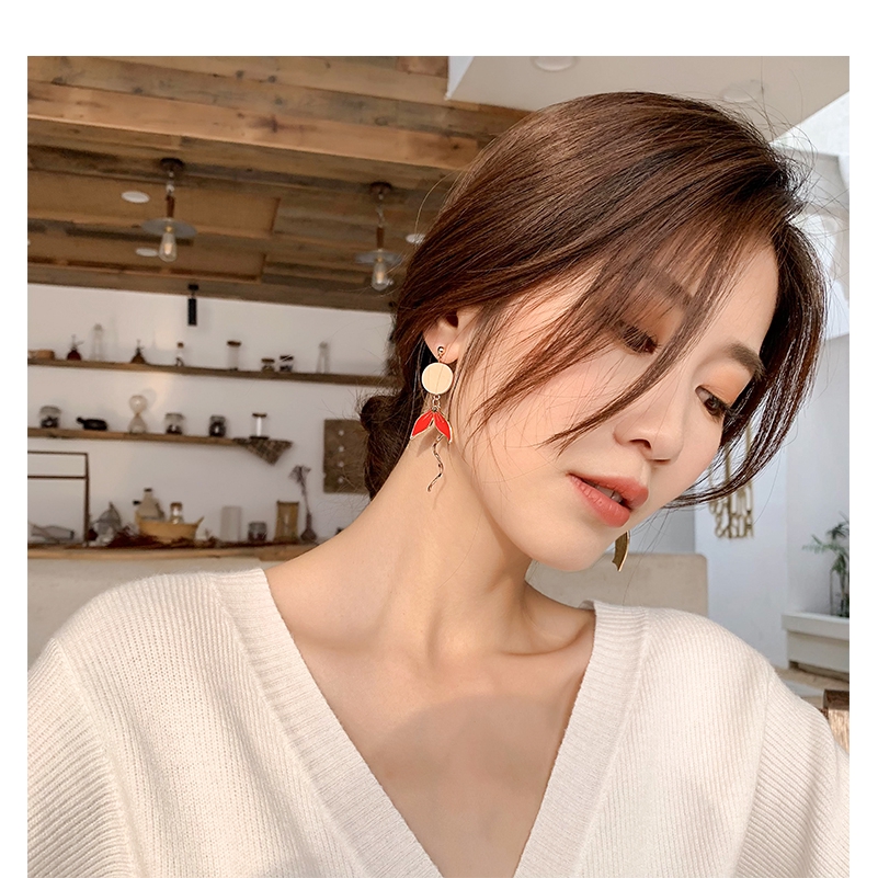 Chinese Style Personality Koi Fishtail Earrings Female 925 Silver Pin Earrings