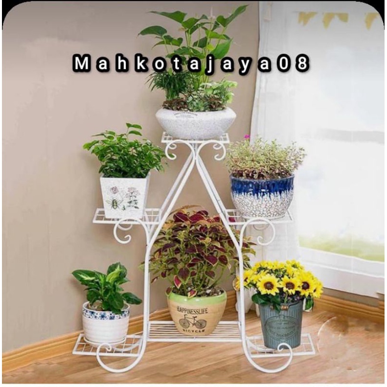 standing A motif/rak bunga susun 6 motif/standing pot besi/rak bunga besi susun 6