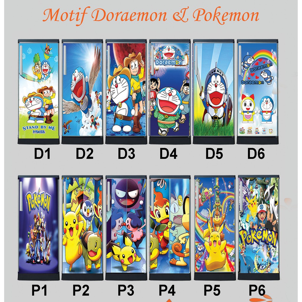 STICKER KULKAS FULL BODY  2 pintu motif doraemon