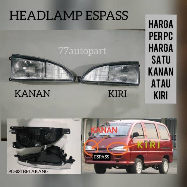 Headlamp lampu besar espass