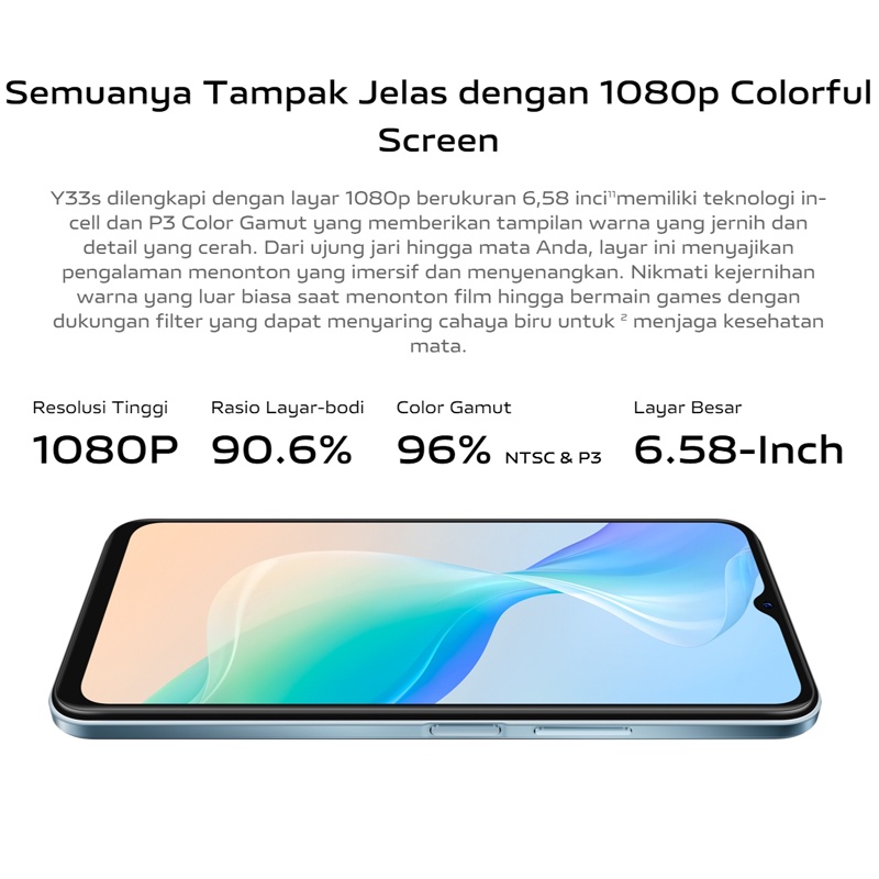 Vivo Y33s RAM 8GB +4GB Extended ROM 128GB Garansi Resmi Original Handphone vivo murah hp vivo y33s baru 2021 produk baru vivo y51 Termurah cuci gudang bisa cod 100% gratis ongkir bisa cicilan 0% bunga pinjaman Gratis HP VIVO Y33S Y21T-6