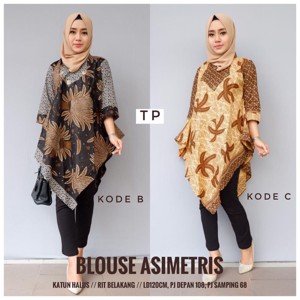 Blouse Asimetris Baju Batik Jumbo Motif Padi Shopee Indonesia