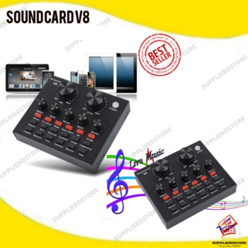 SoundCard V8 Mixer SounCard V8 Audio Live Broadcast USB External SoundCard