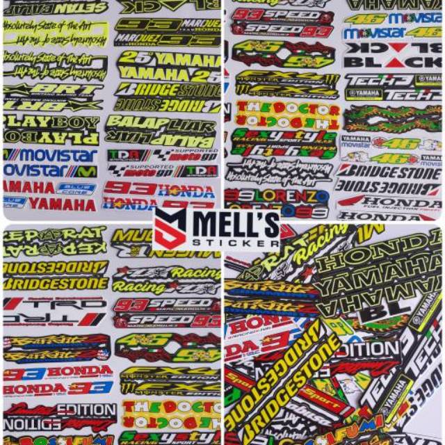 100 Pcs Stiker Sticker Motor Mobil Helm Kaca Tulisan Mendatar Isi