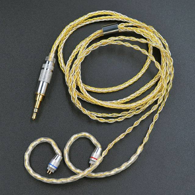 Kabel Upgrade KZ Earphones Gold Silver Mixed Upgrade Cable Pin B / C / MMCX