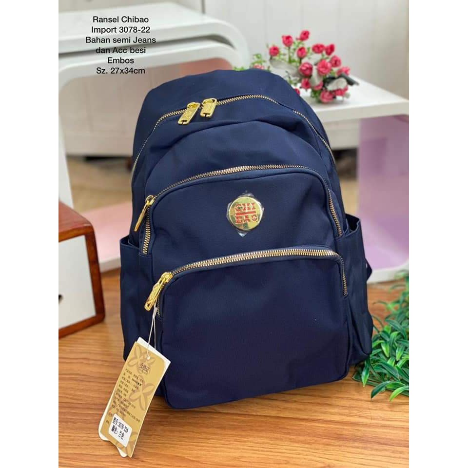 TAS RANSEL WANITA CHIBAO 3078-22 SIZE 25X33 CM BAHAN KANVAS MODEL TERBARU. CHIBAO RANSEL TERBARU!!!!