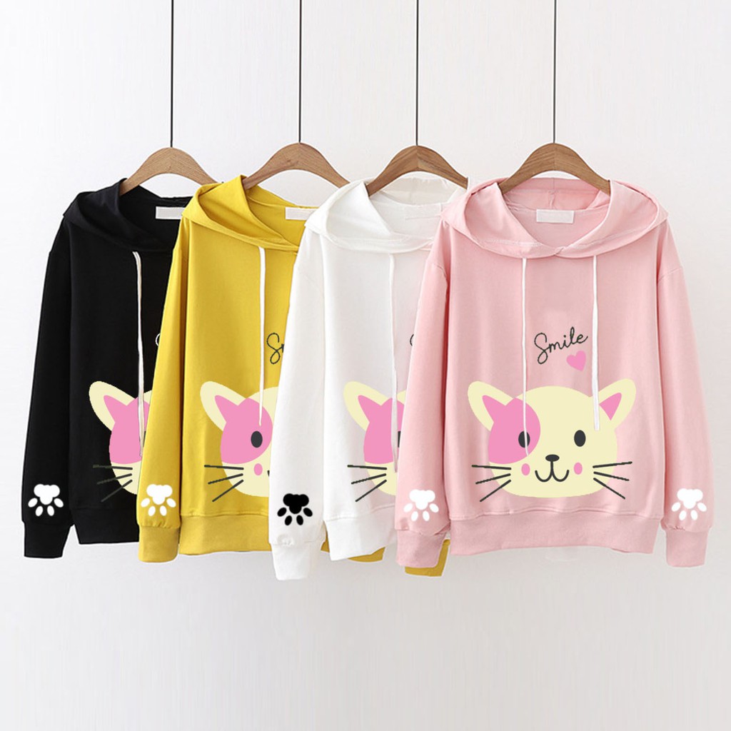 Sweater Hoodie Murah Wanita / Sweater Hoodie Lengan Panjang Wanita DOGGY SMILE