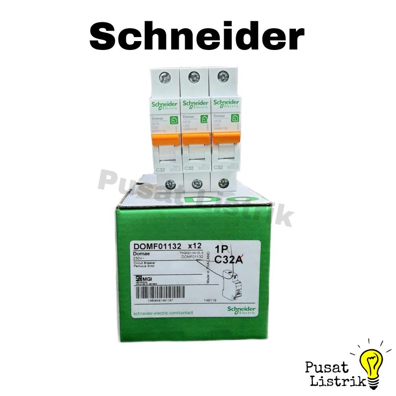 MCB Schneider 32A 1Phase New Domae Mcb Sneider 32 Ampere Pemutus Arus Listrik 32A 1Phase