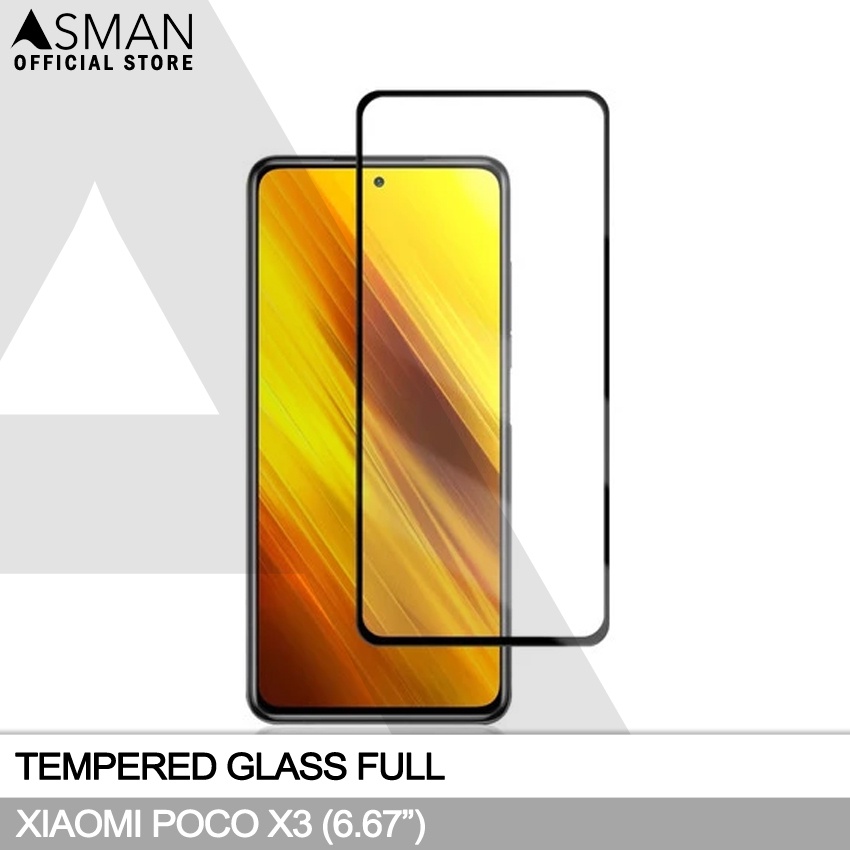 Tempered Glass Full Xiaomi Poco X3 (6.67&quot;) | Anti Gores Kaca - Hitam