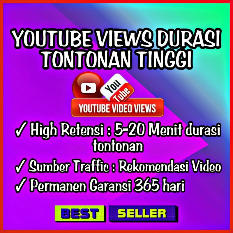 YOUTUBE VIEWS RETENSI TINGGI 5-20 MENIT + BONUS LIKE PALING MURAH