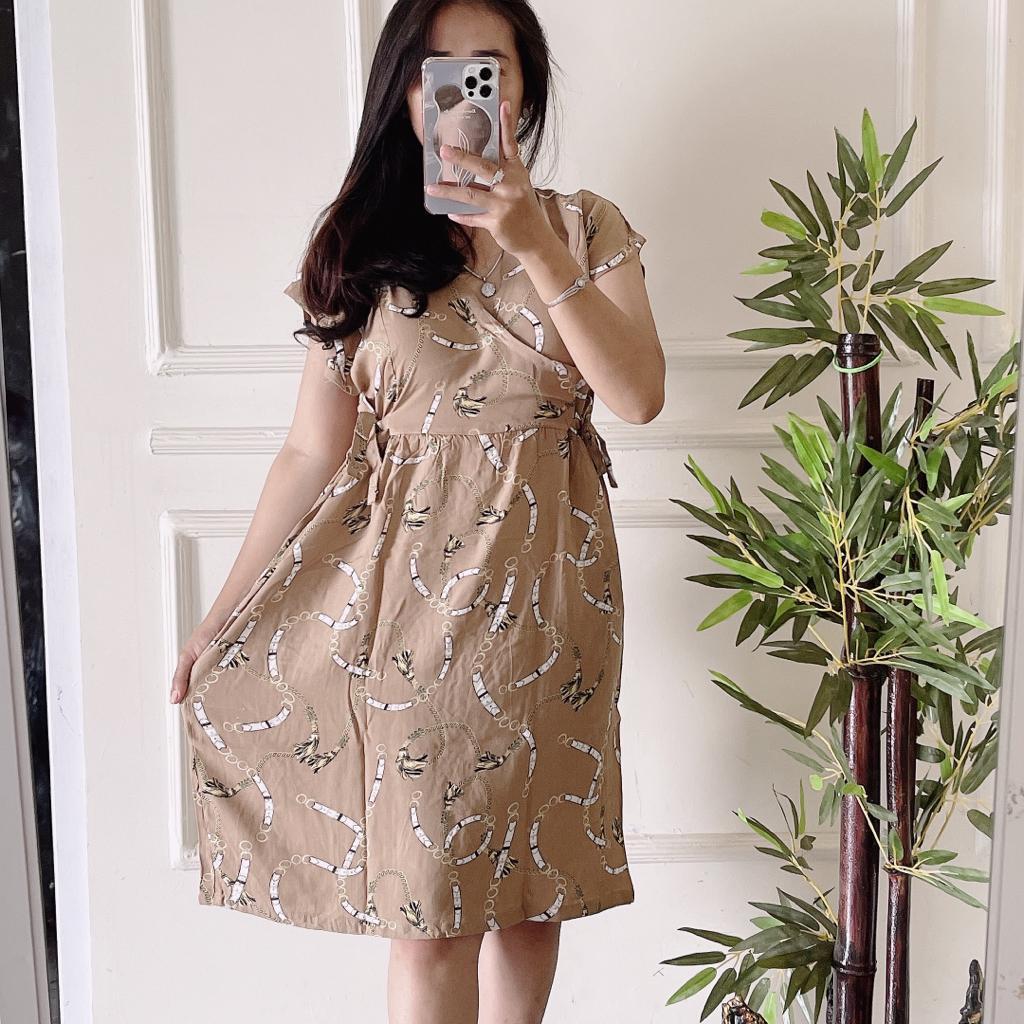 Baju tidur Daster kekinian kimono busui frendly bahan rayon adem-RANTAI CREAM