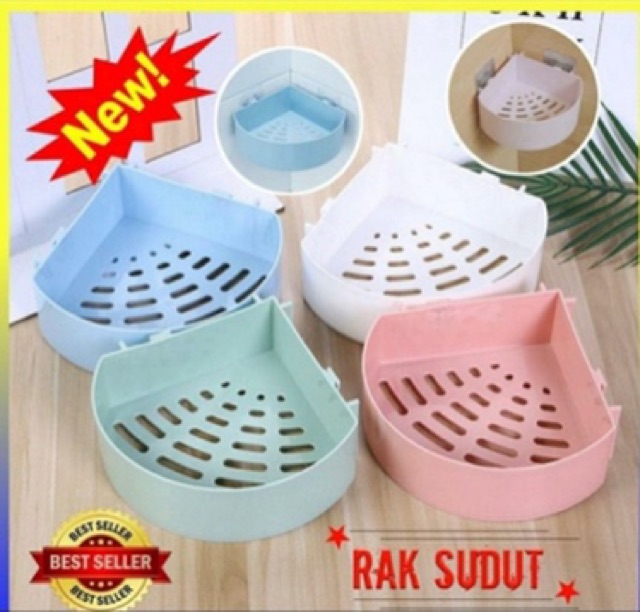 RAK SUDUT PLASTIK SERBAGUNA ( PASANGNYA TANPA PAKU DAN TANPA BOR KERAMIK )