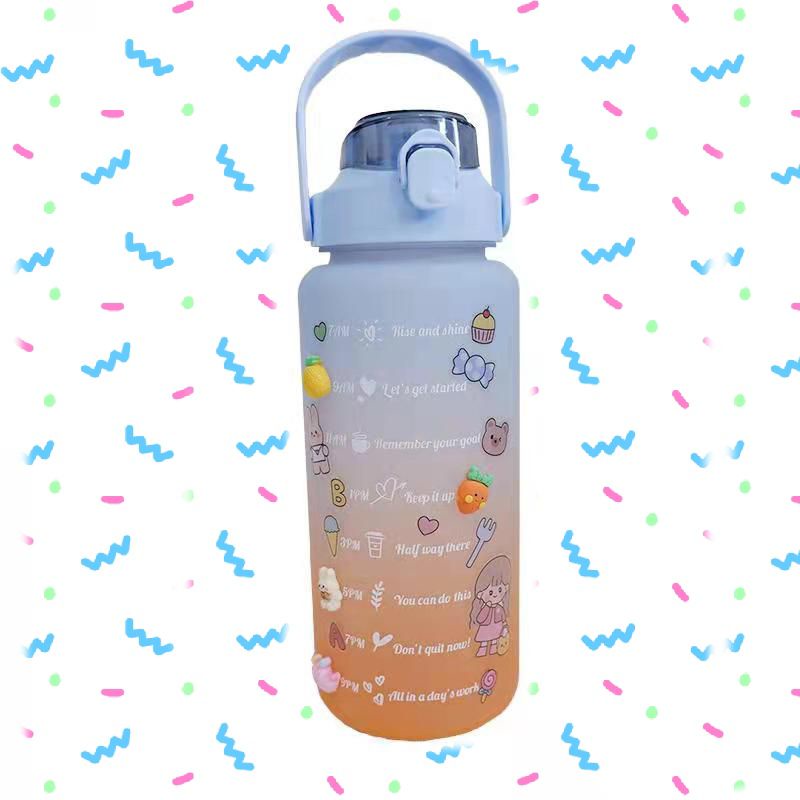 [SKY Grosir] Botol Minum Pelangi 2 Liter 2L (Botol Motivasi Warna Gradasi 2000mL)-Botol 1500ml / Biru