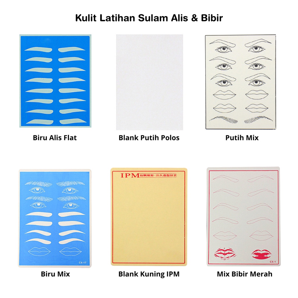 Kulit Latihan Sulam Alis / Bibir / PRACTICE SKIN Sheet