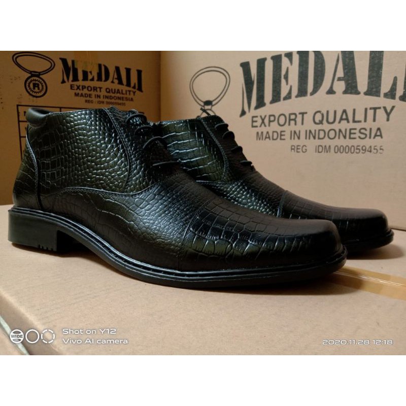 SEPATU PRIA KULIT ASLI PDH BOOTS POLRI TNI SECURITY SATPAM DINAS KERJA KANTOR PEGAWAI