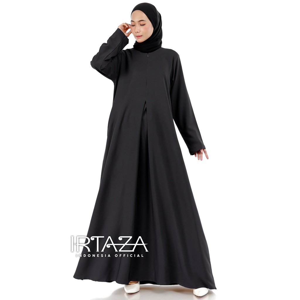 Gamis Abaya Polos Rainbow Twill Shakila Dress Busana Muslimah-Abaya Black