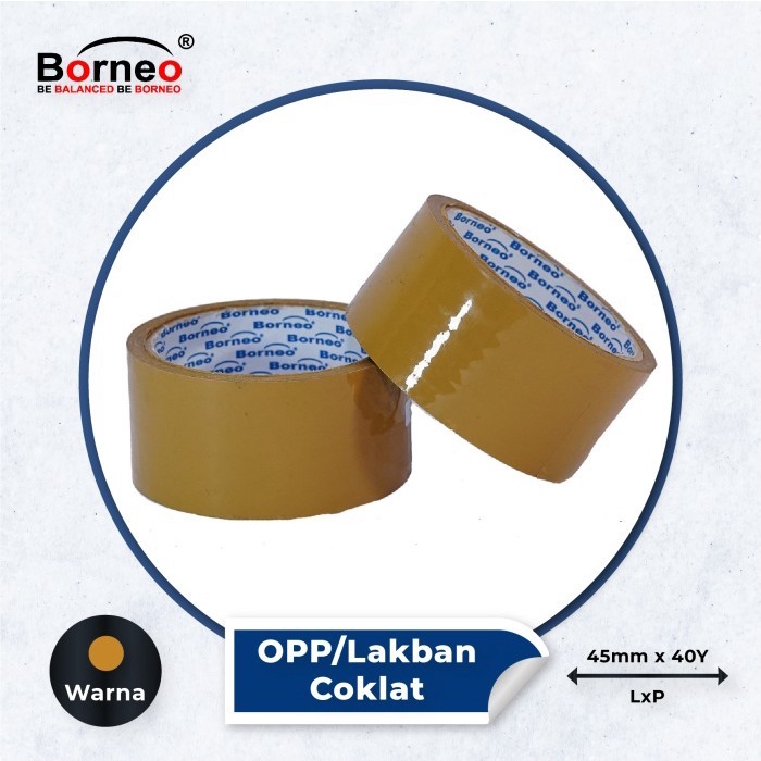 

Borneo OPP Lakban Bening / Coklat 45 mm x 40 Yard - Cokelat