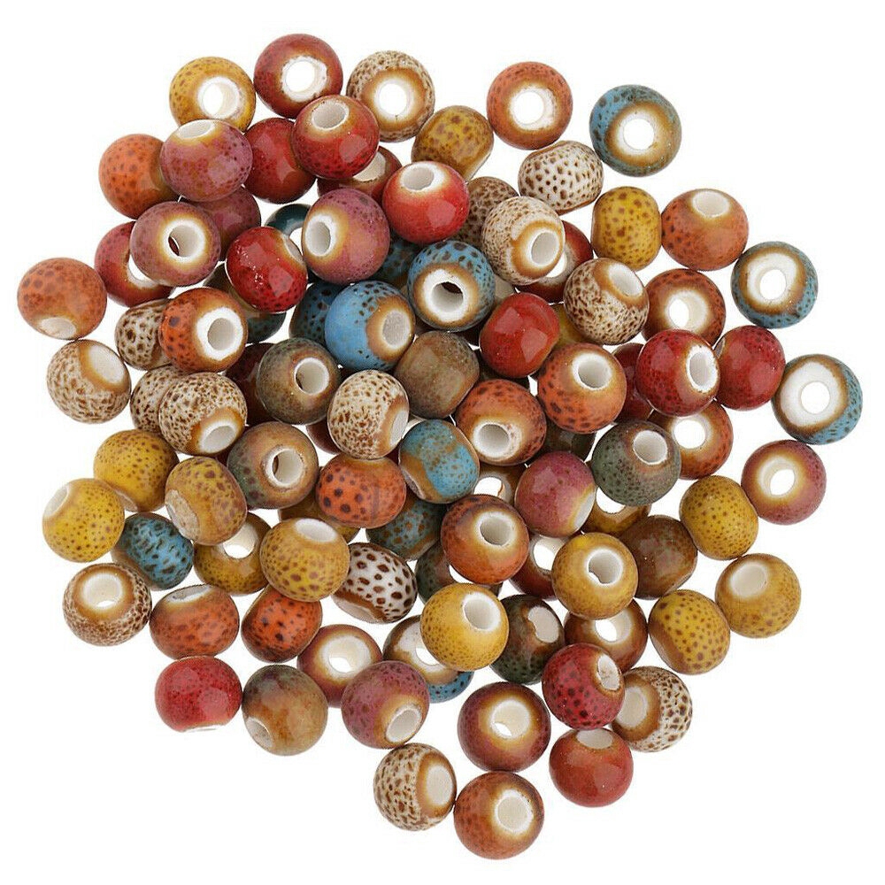 【TERSEDIA &amp; COD】100 6mm Warna DIY Manik Keramik Porselen Membuat Pesona Retro