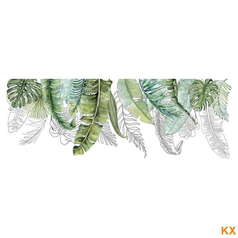 KX Nordic kecil segar daun stiker dinding, Net merah sewa renovasi besar stike