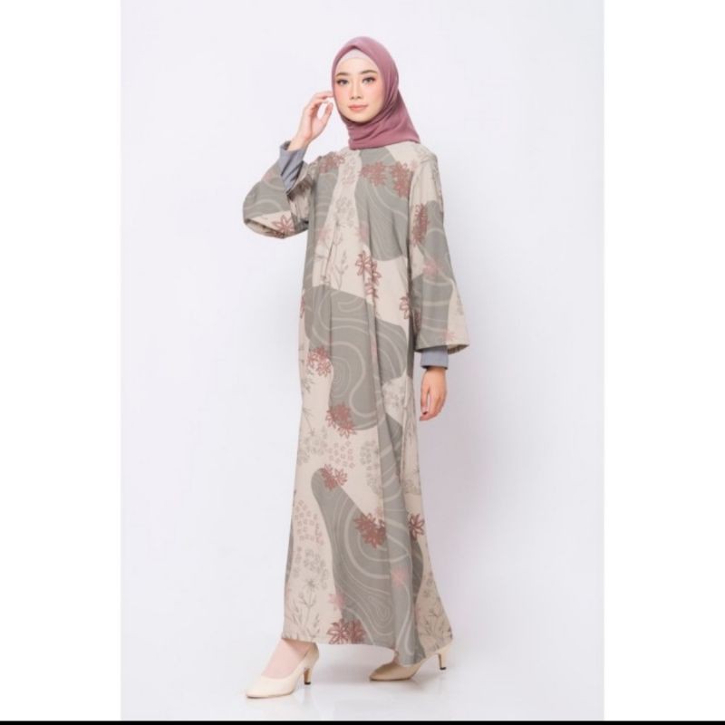 ZM Zaskia Mecca Dress Gamis Pakaian Muslim Luny Cream Size M