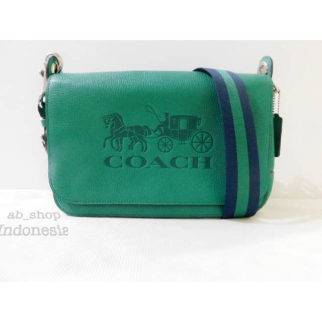 Tas Coach F 72703  Peebled leather Jes Messenger green/silver *24x8x15cm.
