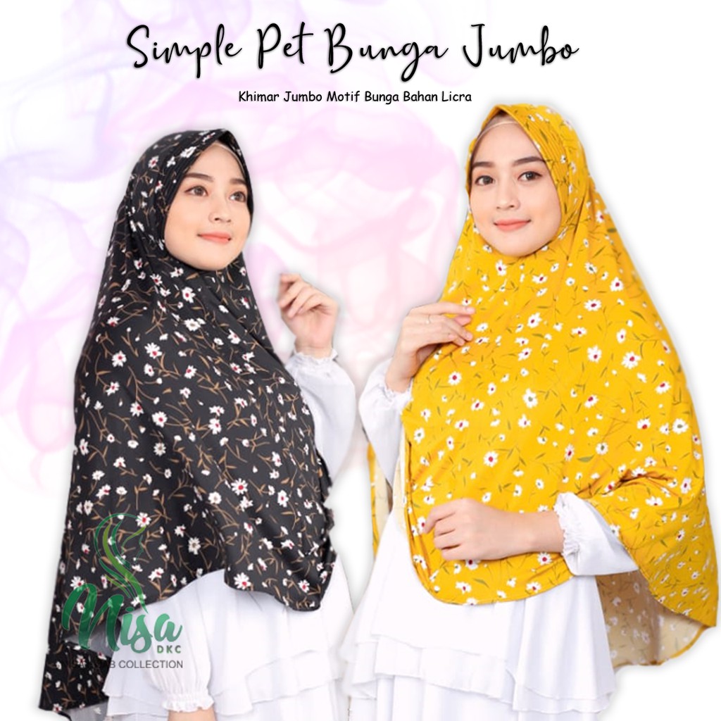 Khimar Jumbo Motif Simple Pet Jilbab Bunga Hijab Jersey Nisadkc