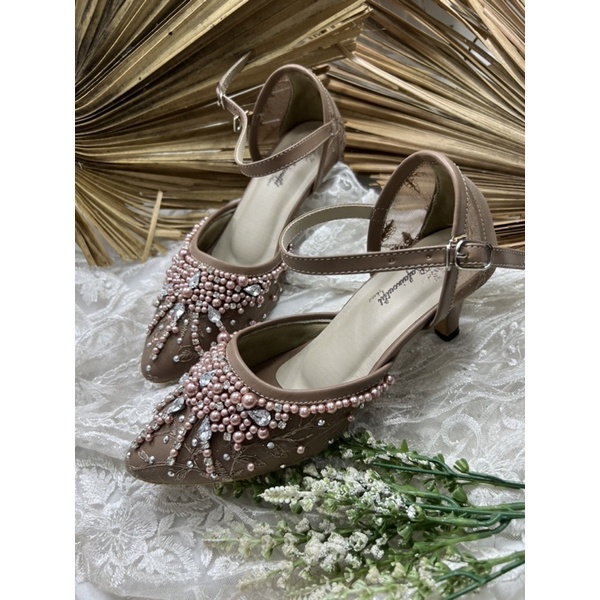 sepatu wedding wanita aila mocca tali 5cm lancip