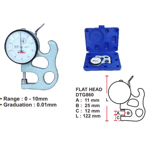 Dial Thickness Gauges Range 0-10mm WIPRO DTG-861 / Pengukur Ketebalan Pipe Pipa WIPRO DTG861