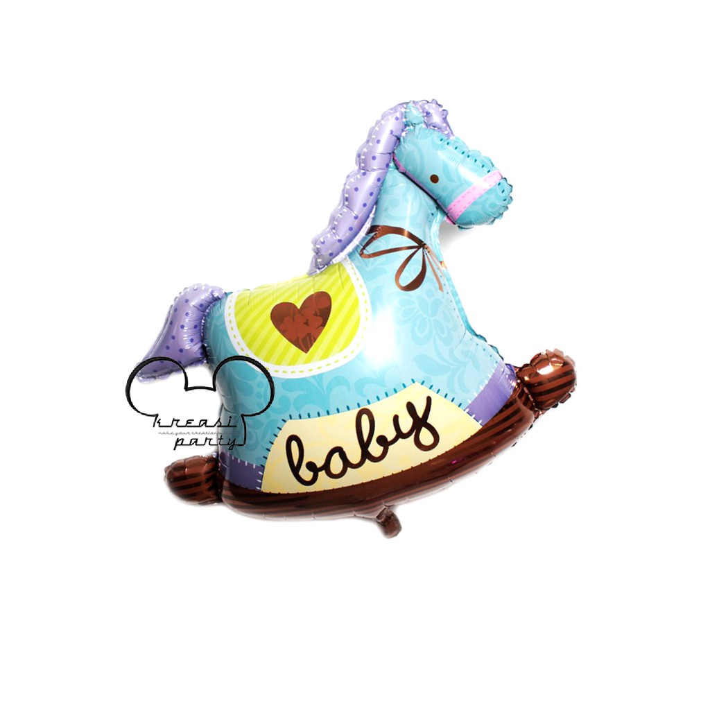 Balon Foil Kuda Baby Blue Mini / Balon Karakter Baby / Balon Foil Baby Shower