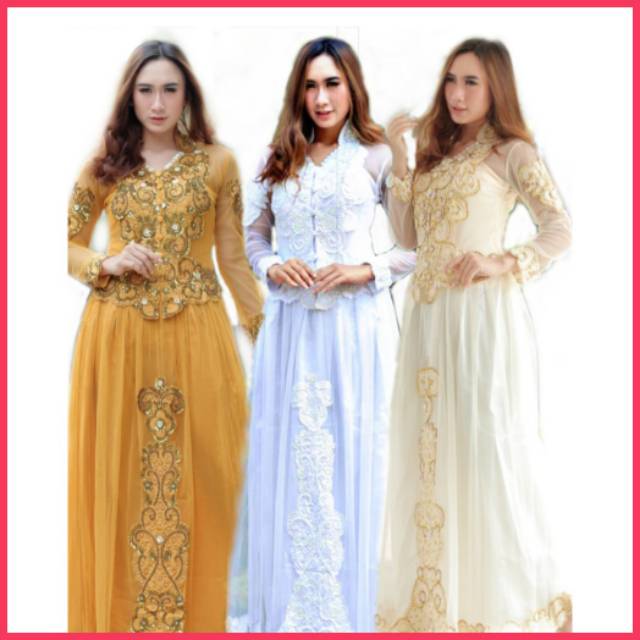 gaun baju akad nikah kebaya modern pengantin wanita muslimah  wisuda payet bordil wedding party