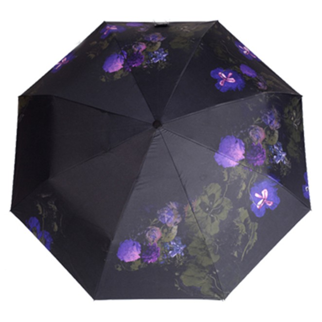 Payung Hitam Motif Bunga / Payung Hitam Pekat Simple Polos Motif Bunga Elegan / Black Umbrella