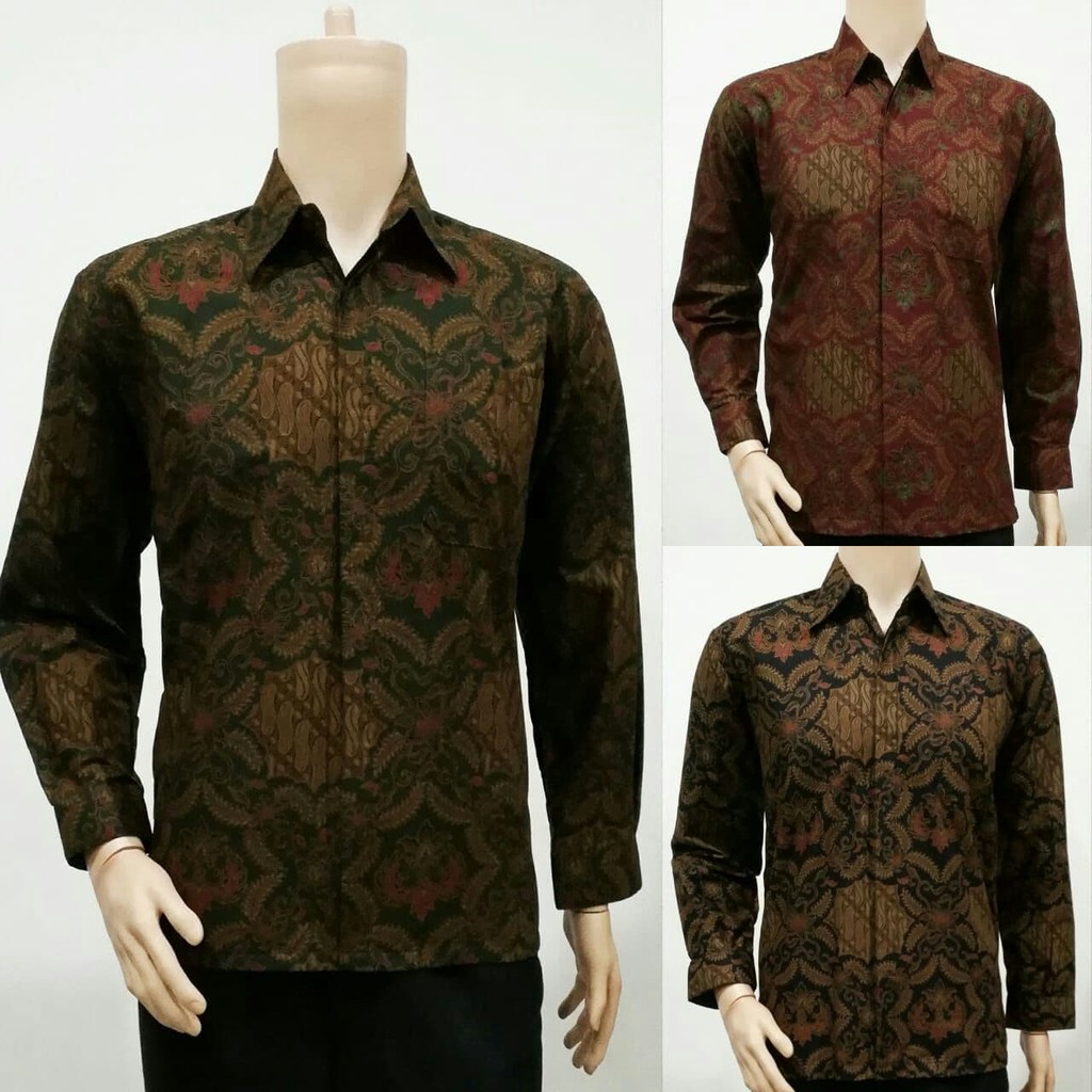 Risna Batik HRB026 kenongo kemeja hem pendek padi pekalongan M L XL MURAH KEREN bati pria wajik biru