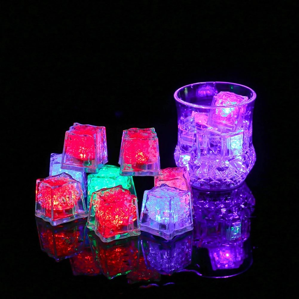 LED Ice Cube Flash Light Glowing Ball Party Bar Wine Glass Supplies / Wedding Festival Christmas Decoration Color Changing Lamp