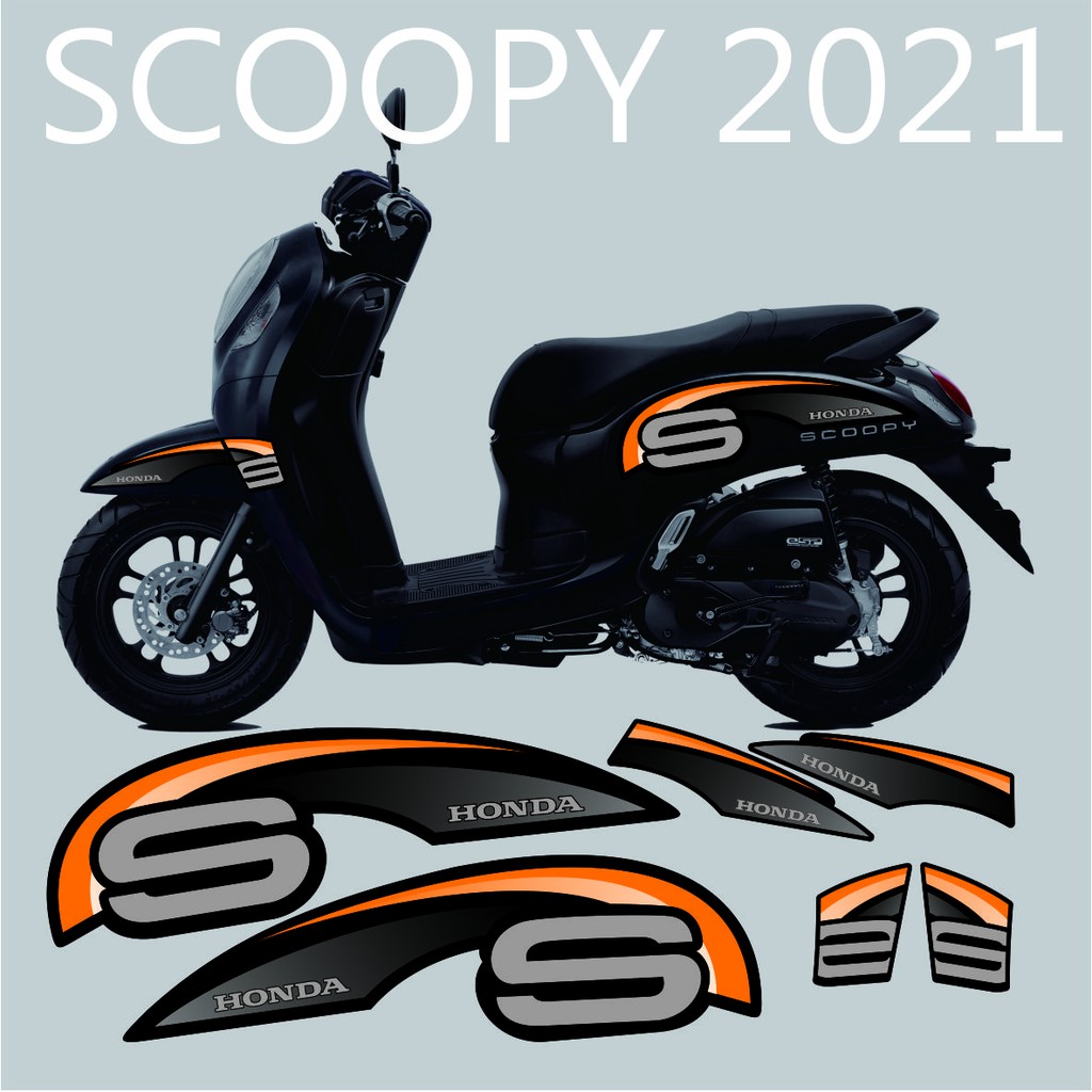 MOTOR STRIPING SCOOPY 2021 VARIASI DESAIN  SIMPLE HITAM LIST ORANGE