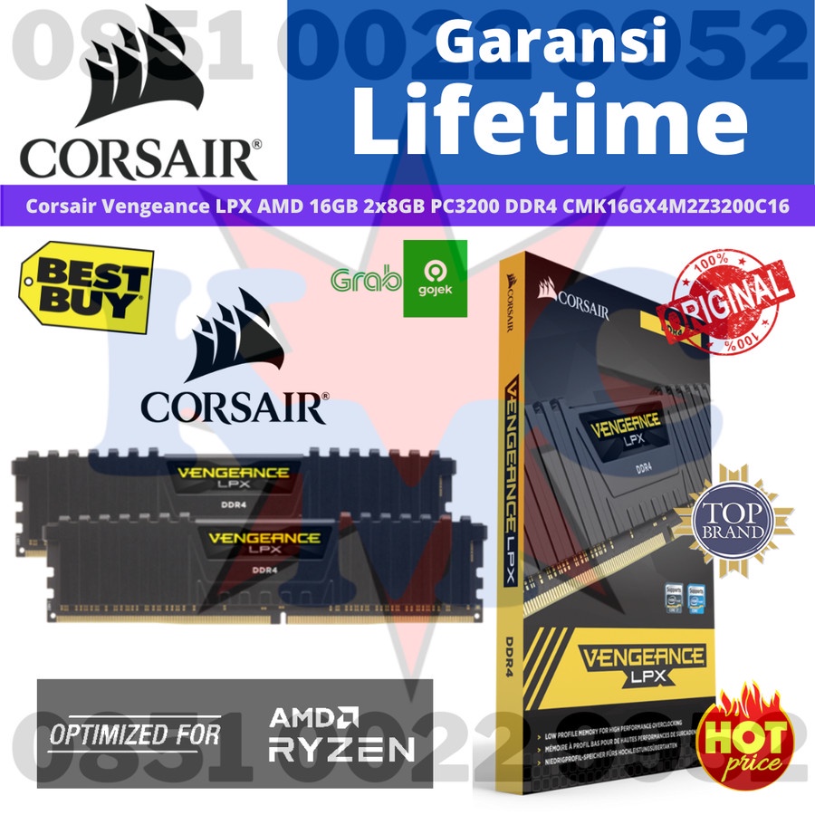 RAM CORSAIR VENGEANCE LPX 16GB (2X8GB) DDR4 3200MHZ CMK16GX4M2Z3200C16