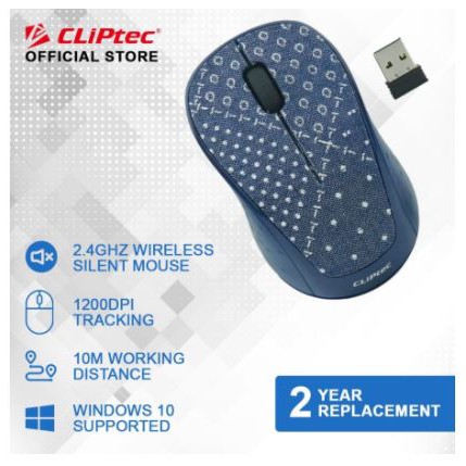 Mouse wireless cliptec usb 2.0 2.4ghz 1200dpi optical silent xilent-j rzs866j rzs866