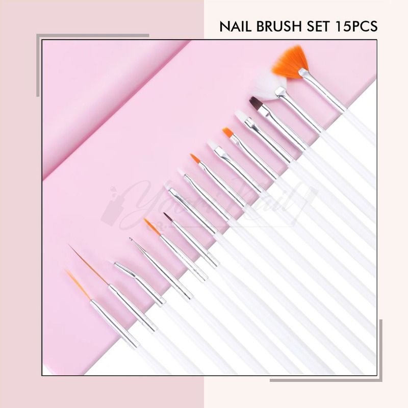 Nail art brush 15pcs kuas nail art dotting striping liner brush