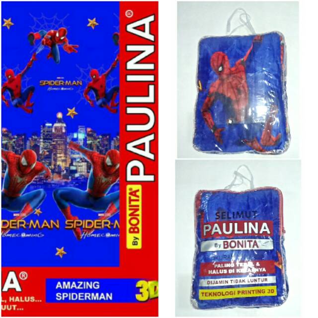 Selimut Paulina By Bonita Ukuran 160x200 Motif Amazing Spiderman