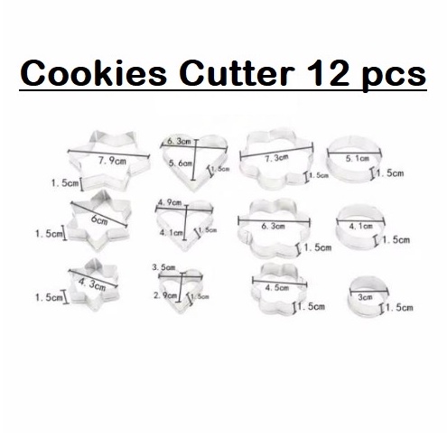 Cookies Cutter / Cetakan Kue Kering / Bentuk Kue 1 pack 12 pcs