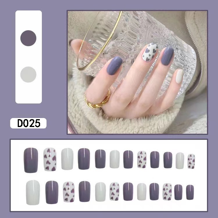 3D Kuku Palsu 24pcs/(FREE LEM)Set DIY Instant Nail Art Fake Nails Bridal Wedding Akrilik/24 pcs Kuku Palsu 3D / Stiker Kuku Palsu / Kuku Palsu Premium With Box/ Pemoles Kuku-D025
