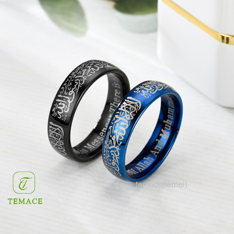 Cincin Pria Warna Biru Hitam 8mm untuk Nikah/Hadiah