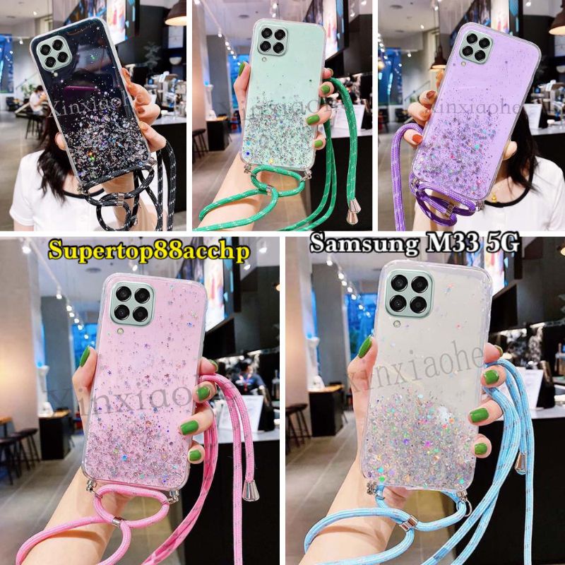 Case Tali Nagita Samsung A03 A03 Core M23 5G M33 5G M52 5G M53 5G Lanyard Glitter Gantungan