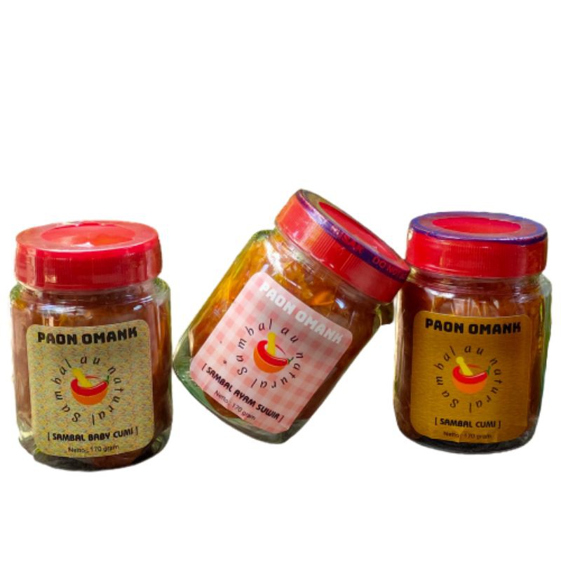 

Sambal Cumi Bongkot, Ayam suwir, sambel baby cumi pedas gurih 170 Gram/toples [ 3 toples ] BISA COD